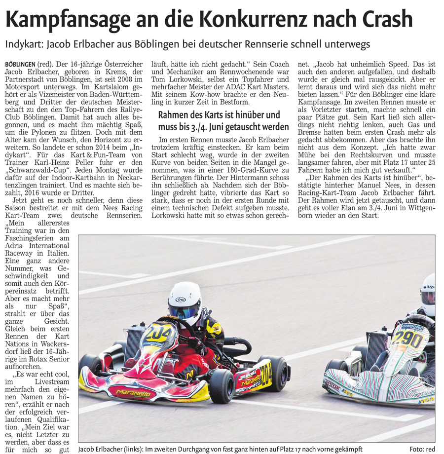 Jacob Erlbacher bei dem Kart Nationals in Wackersdorf erstmals am Start - Rotax Senior Klasse