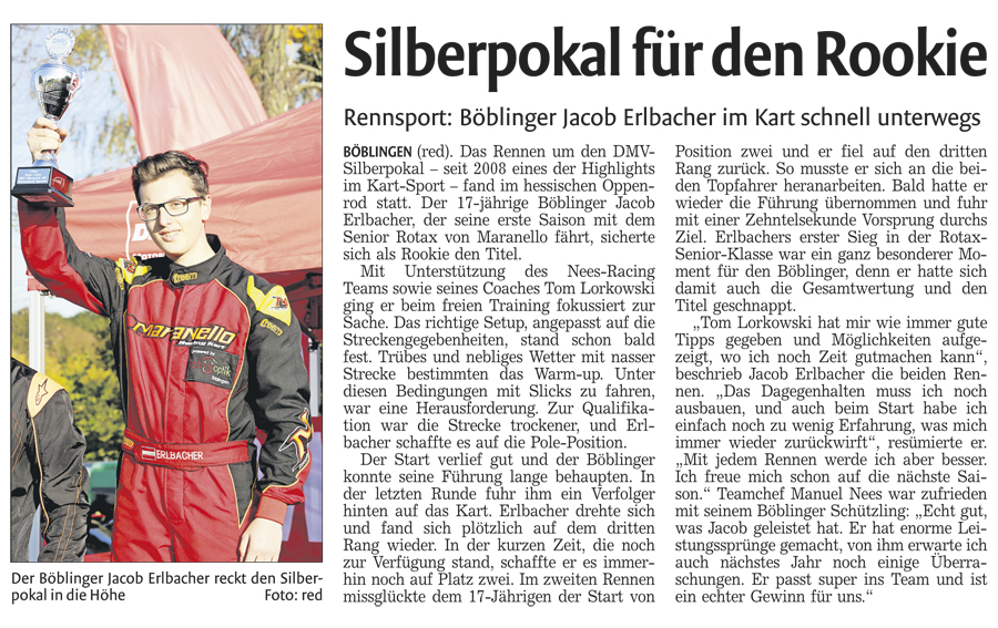 Silberpokal für Jacob erlbacher